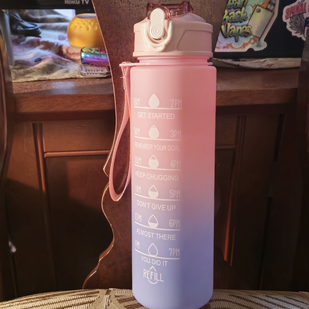 25oz Motivational Water Bottle W/Flip Open Top & Pop Up Straw - Drink More Water